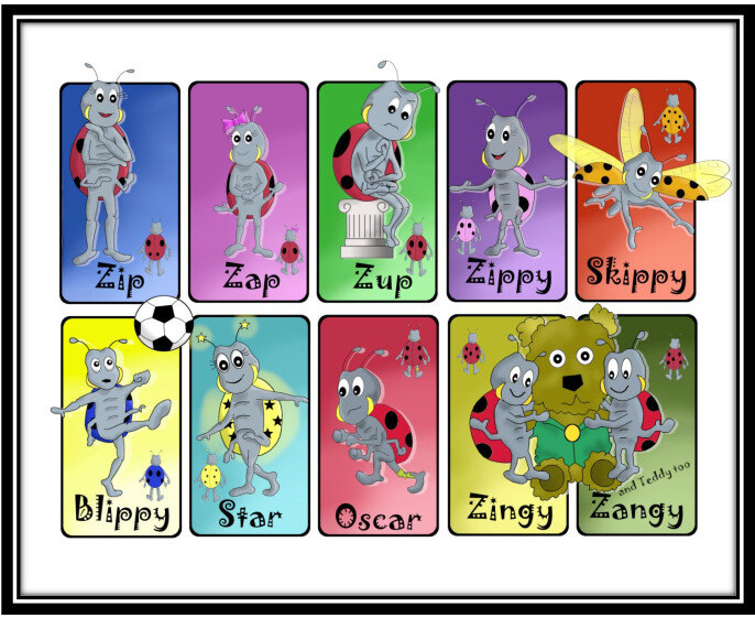 Zip, Zap, and Zup family picture image